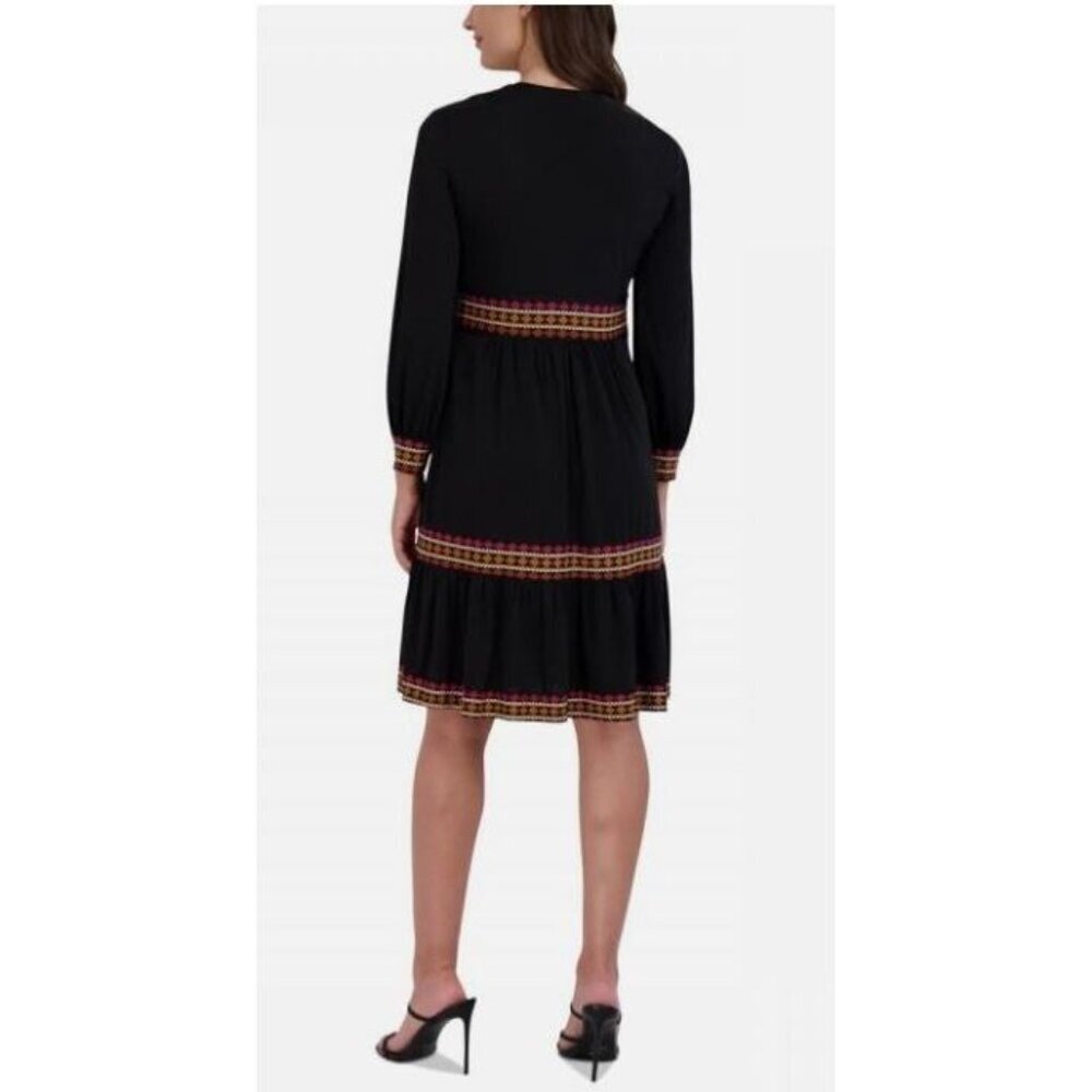 Robbie Bee Knee Length A Line Dress Smocked Striped Jersey Dress Size Large - Picture 2 of 14